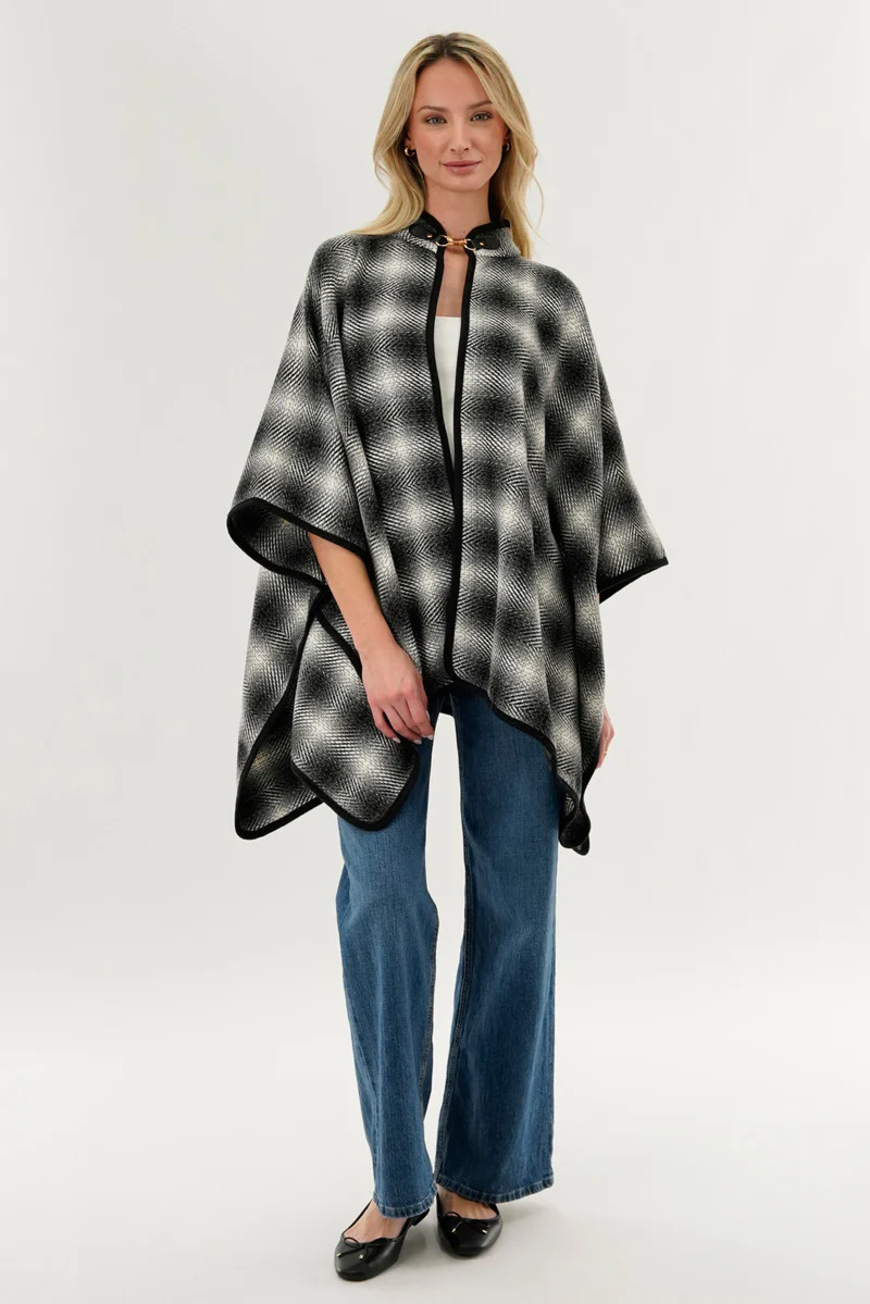 Canada Weather Gear Plaid Poncho - Grey - Image 5