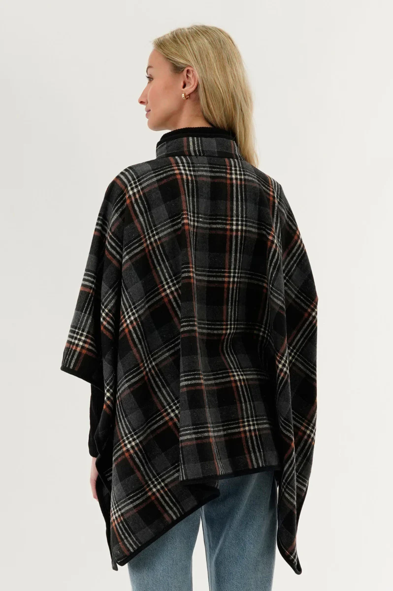 Canada Weather Gear Plaid Poncho - Black - Image 3