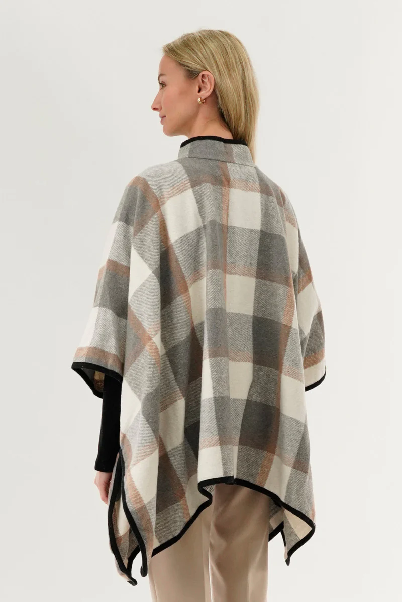 Canada Weather Gear Plaid Poncho - Beige - Image 3