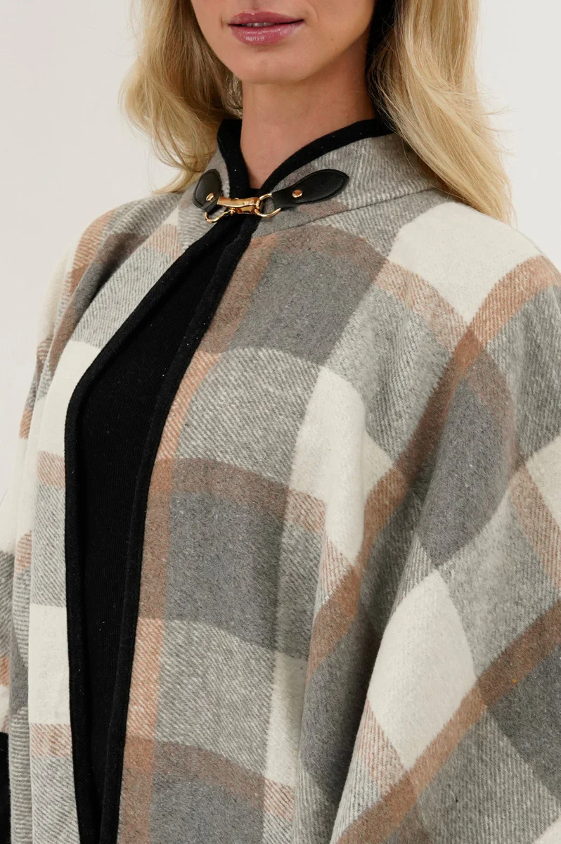 Canada Weather Gear Plaid Poncho - Beige - Image 4