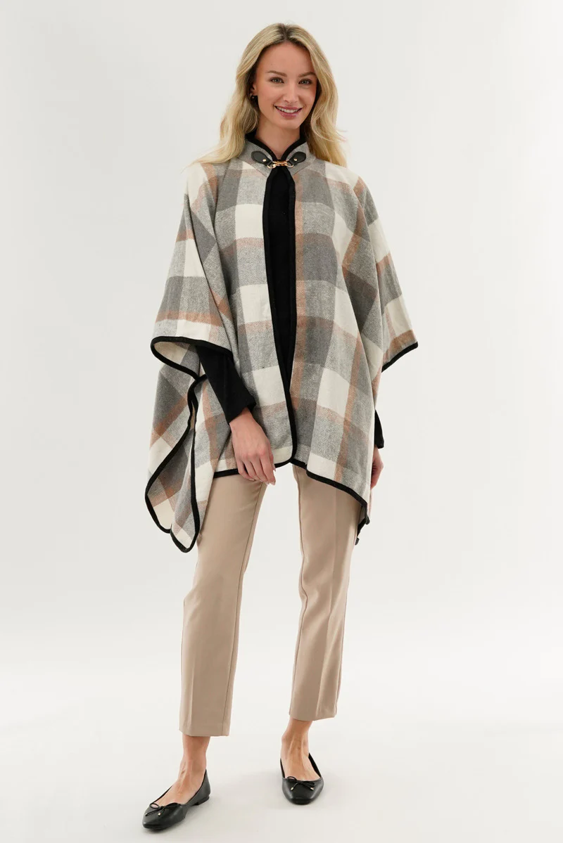 Canada Weather Gear Plaid Poncho - Beige - Image 5
