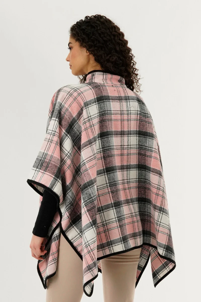 Canada Weather Gear Plaid Tartan Poncho - Pink - Image 3