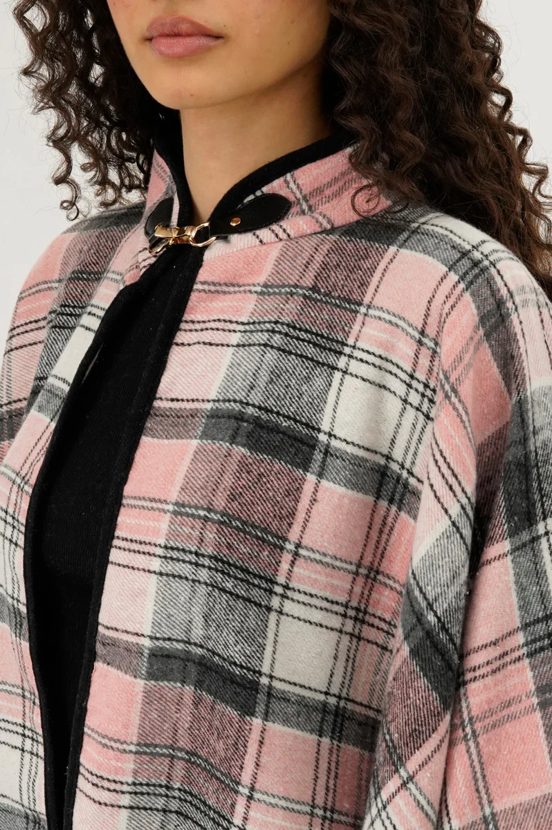 Canada Weather Gear Plaid Tartan Poncho - Pink - Image 4
