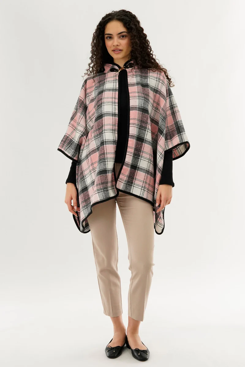 Canada Weather Gear Plaid Tartan Poncho - Pink - Image 5
