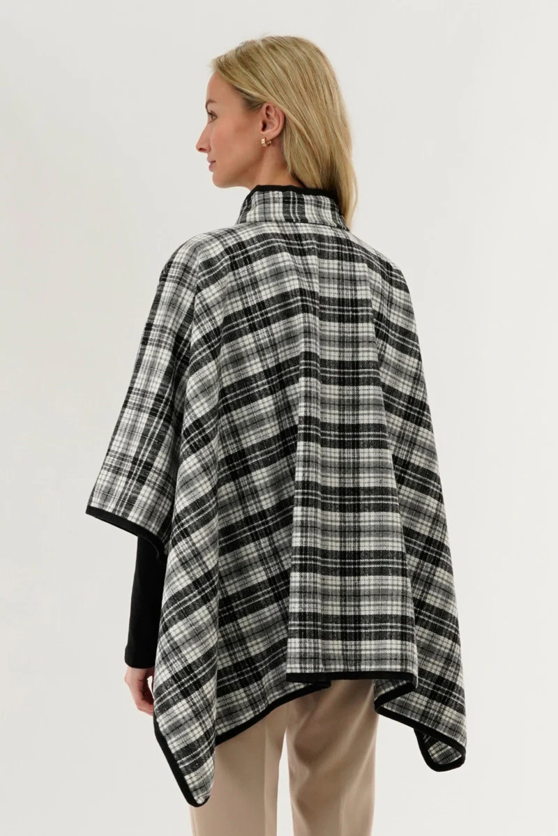 Canada Weather Gear Tartan Plaid Poncho - Grey - Image 3