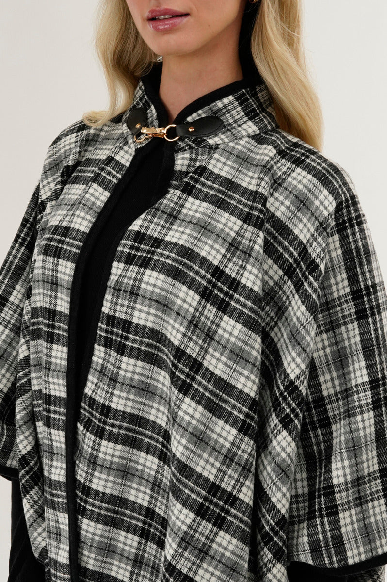 Canada Weather Gear Tartan Plaid Poncho - Grey - Image 4