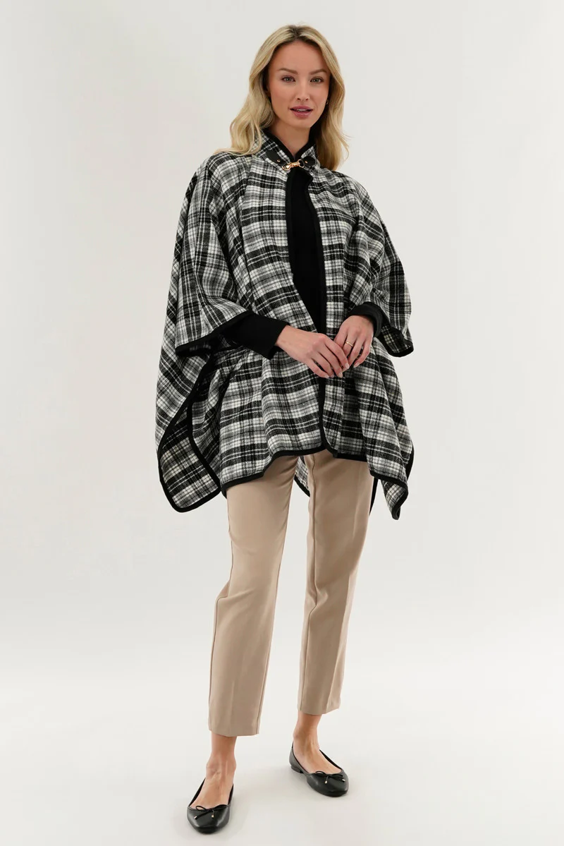 Canada Weather Gear Tartan Plaid Poncho - Grey - Image 5