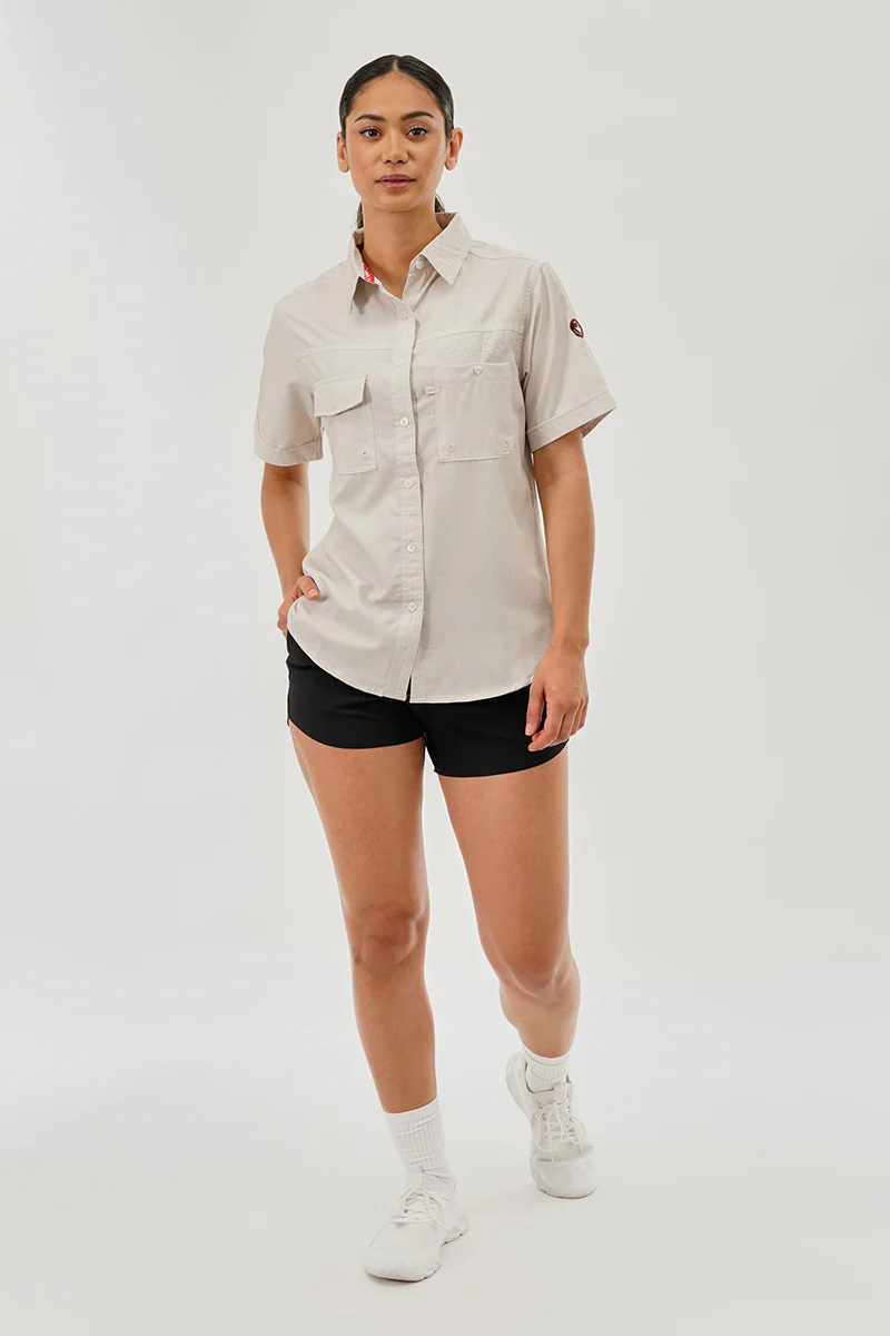 Canada Weather Gear Short Sleeve Button Up Utility Shirt - Beige - Image 5