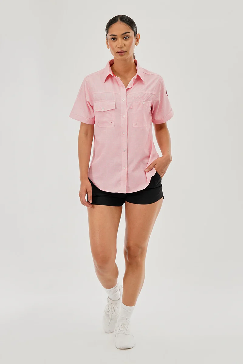 Canada Weather Gear Short Sleeve Button Up Utility Shirt - Pink - Image 5