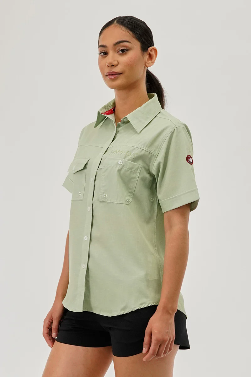 Canada Weather Gear Short Sleeve Button Up Utility Shirt - Green - Image 2