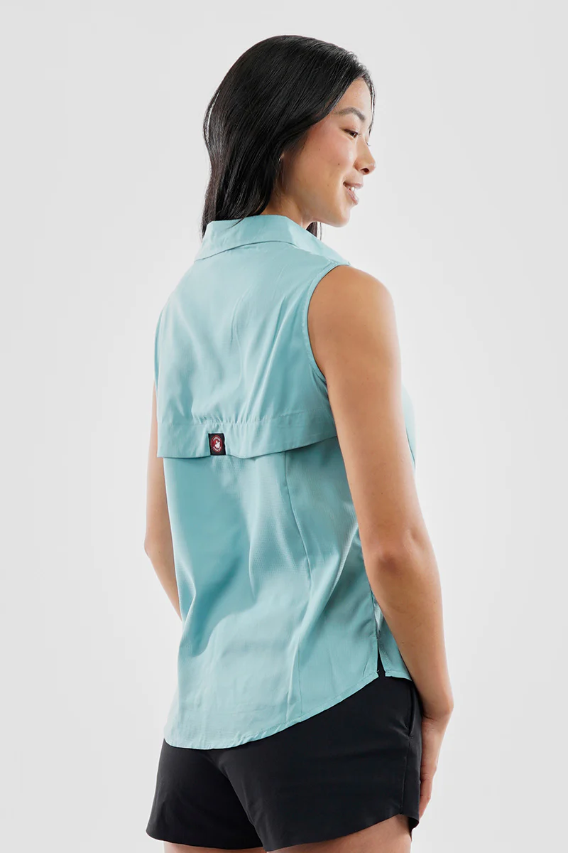 Canada Weather Gear Sleeveless Button Up Collared Shirt - Aqua - Image 3