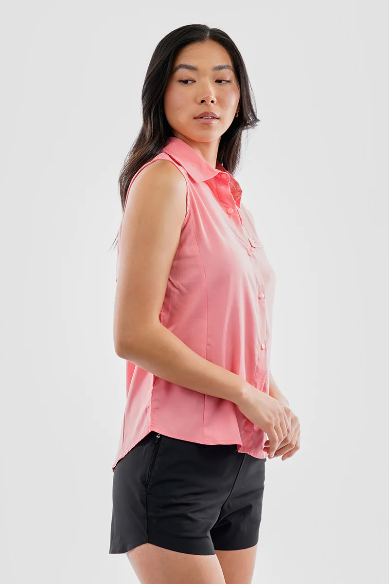 Canada Weather Gear Sleeveless Button Up Collared Shirt - Pink - Image 2