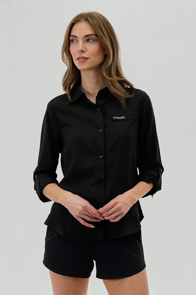 Canada Weather Gear Button Up Collared Shirt - Black