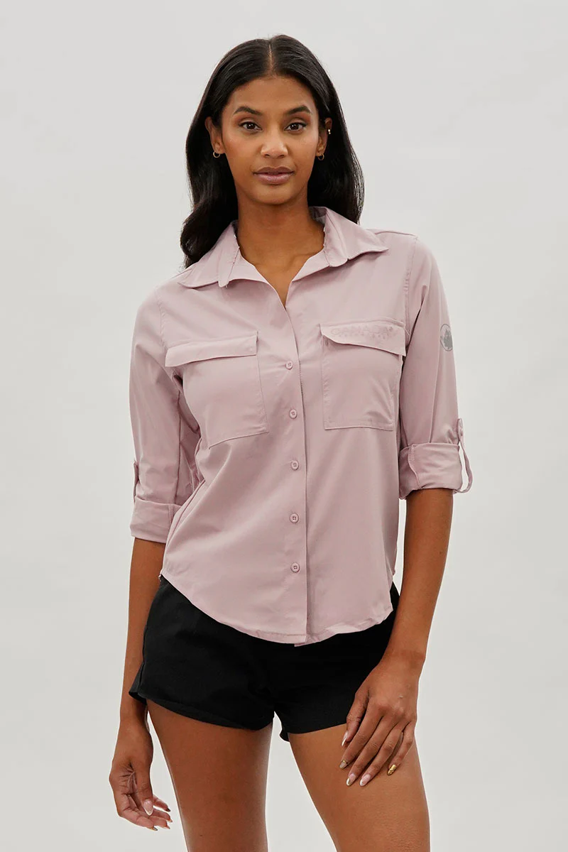 Canada Weather Gear Button Up Ripstop Utility Shirt - Pink