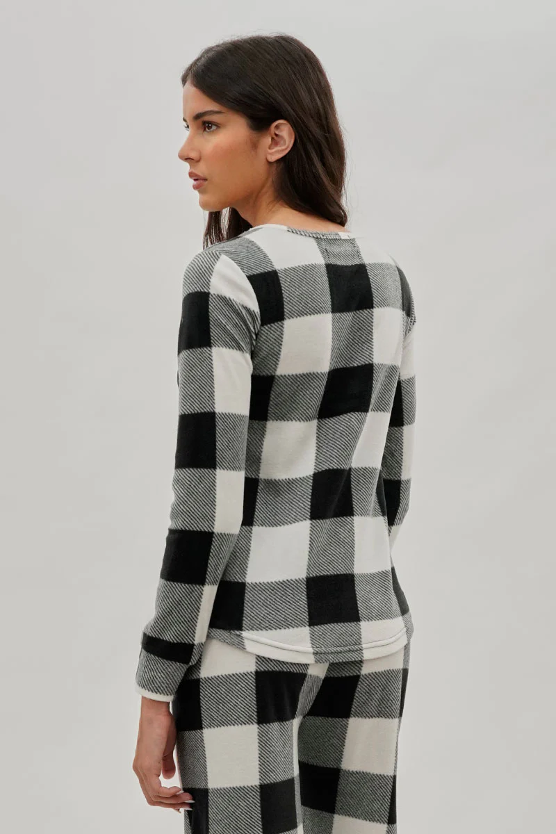 Canada Weather Gear Plaid Print Crewneck Pajama Top - White - Image 3