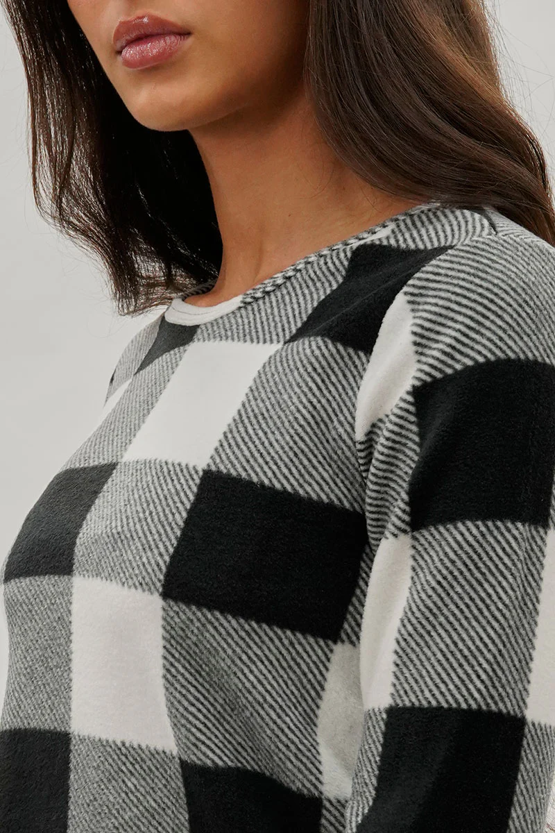 Canada Weather Gear Plaid Print Crewneck Pajama Top - White - Image 4