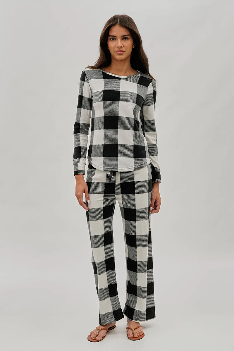 Canada Weather Gear Plaid Print Crewneck Pajama Top - White - Image 5