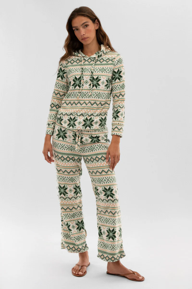 Canada Weather Gear Festive Print Hooded Pajama Top - White - Image 5