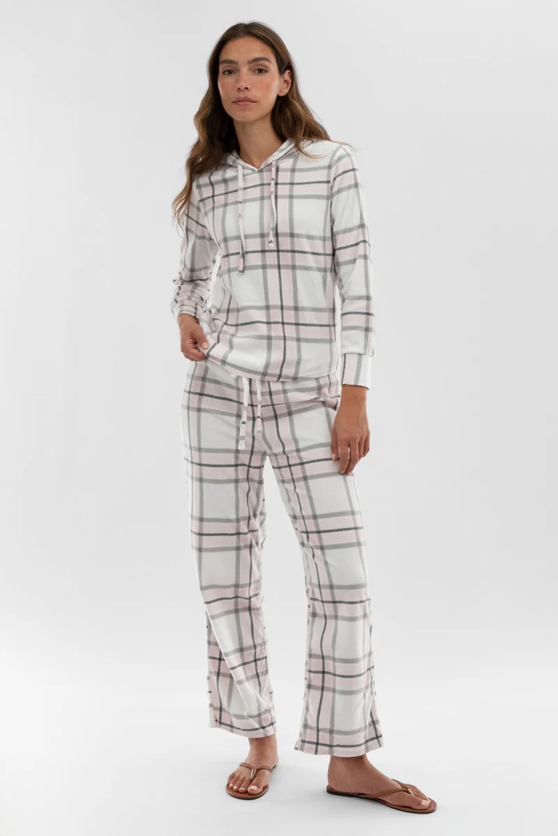 Canada Weather Gear Plaid Hooded Pajama Top - Blush - Image 5