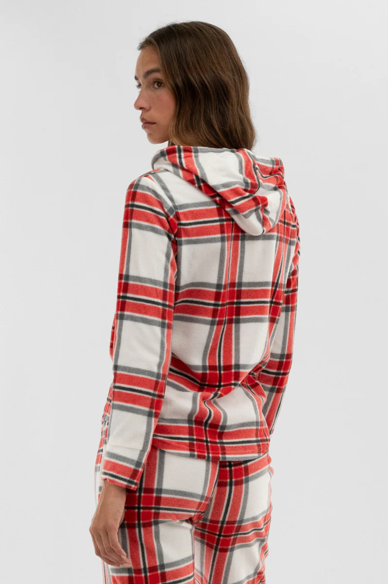 Canada Weather Gear Plaid Hooded Pajama Top - White - Image 3