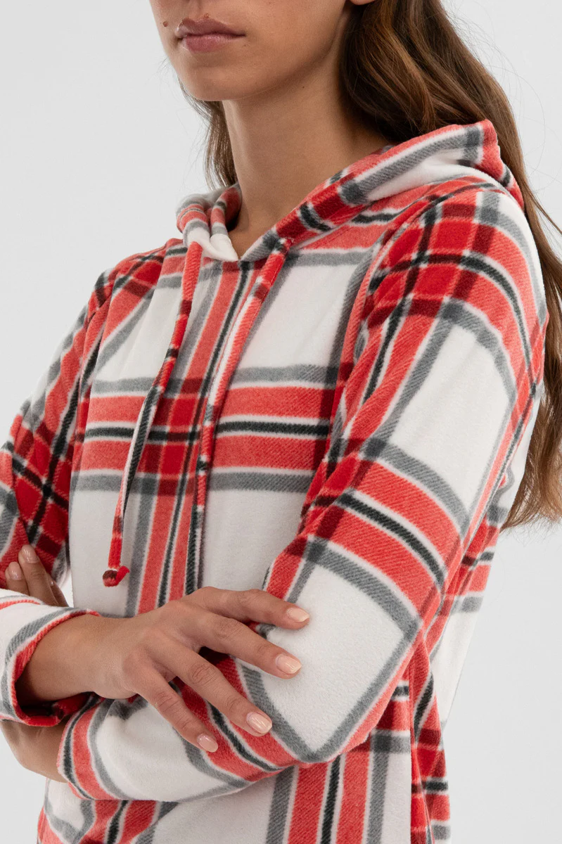 Canada Weather Gear Plaid Hooded Pajama Top - White - Image 4