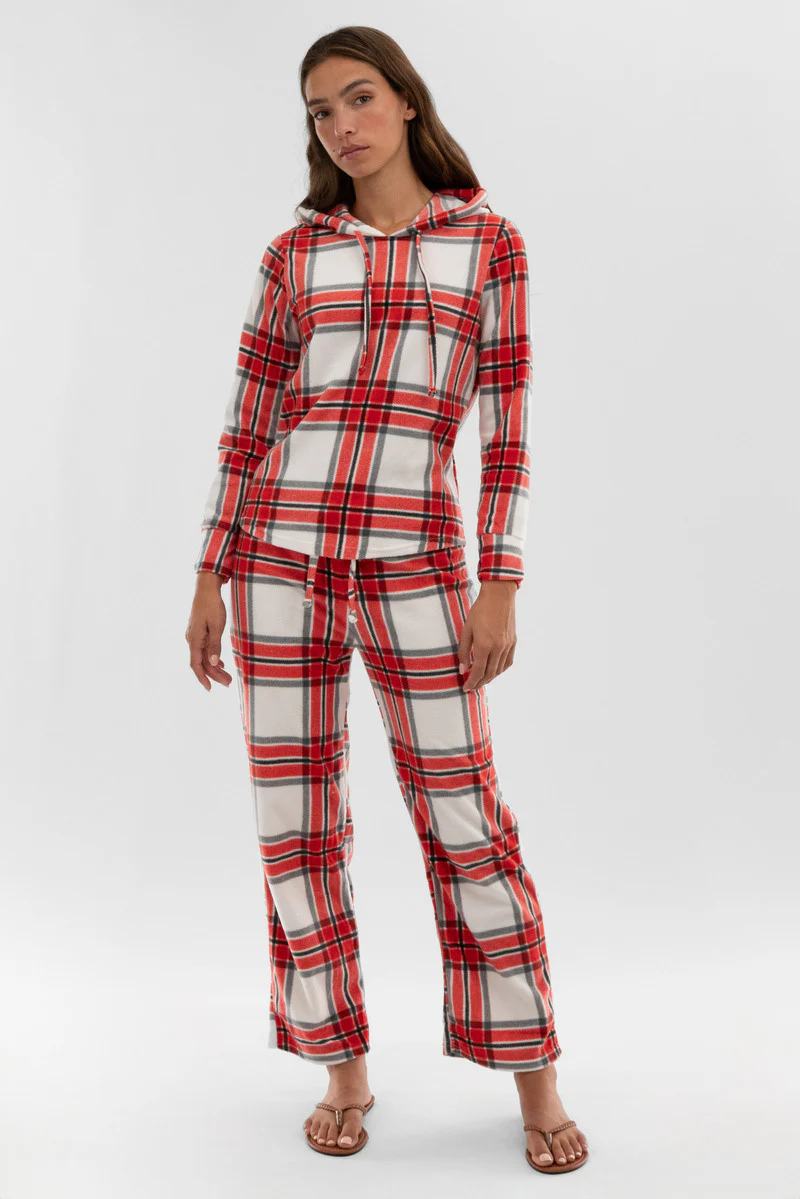 Canada Weather Gear Plaid Hooded Pajama Top - White - Image 5