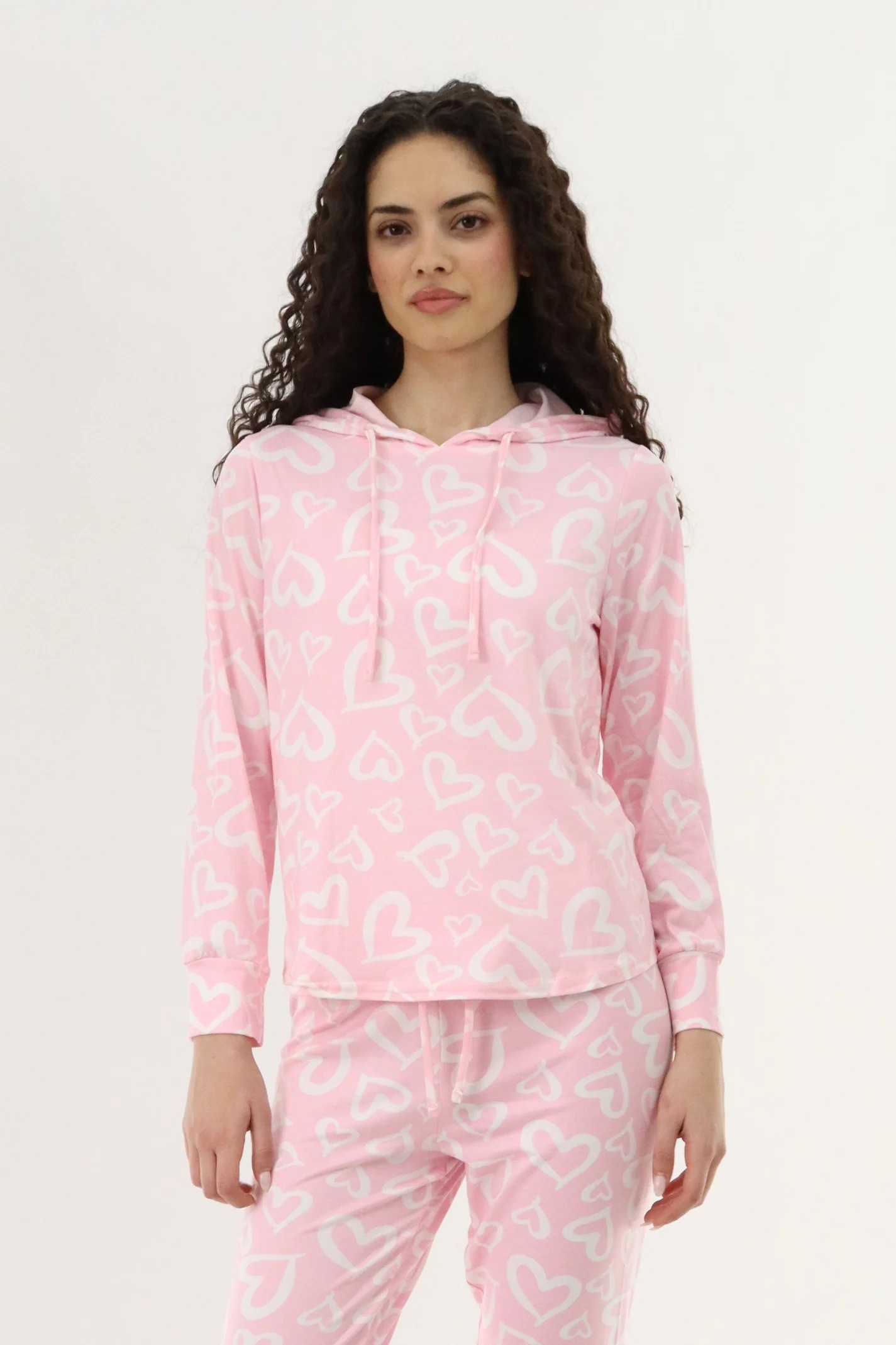 Canada Weather Gear Printed Hooded Pajama Top - Pink