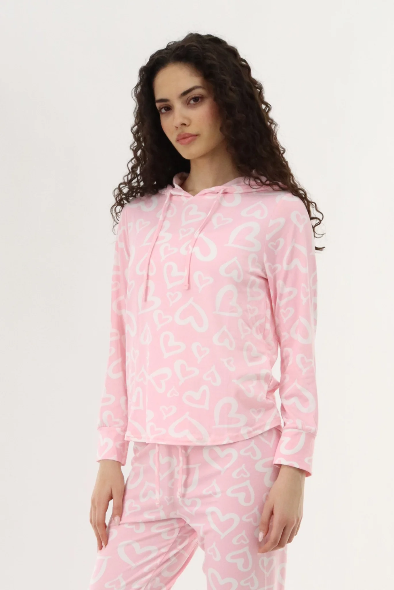Canada Weather Gear Printed Hooded Pajama Top - Pink - Image 2