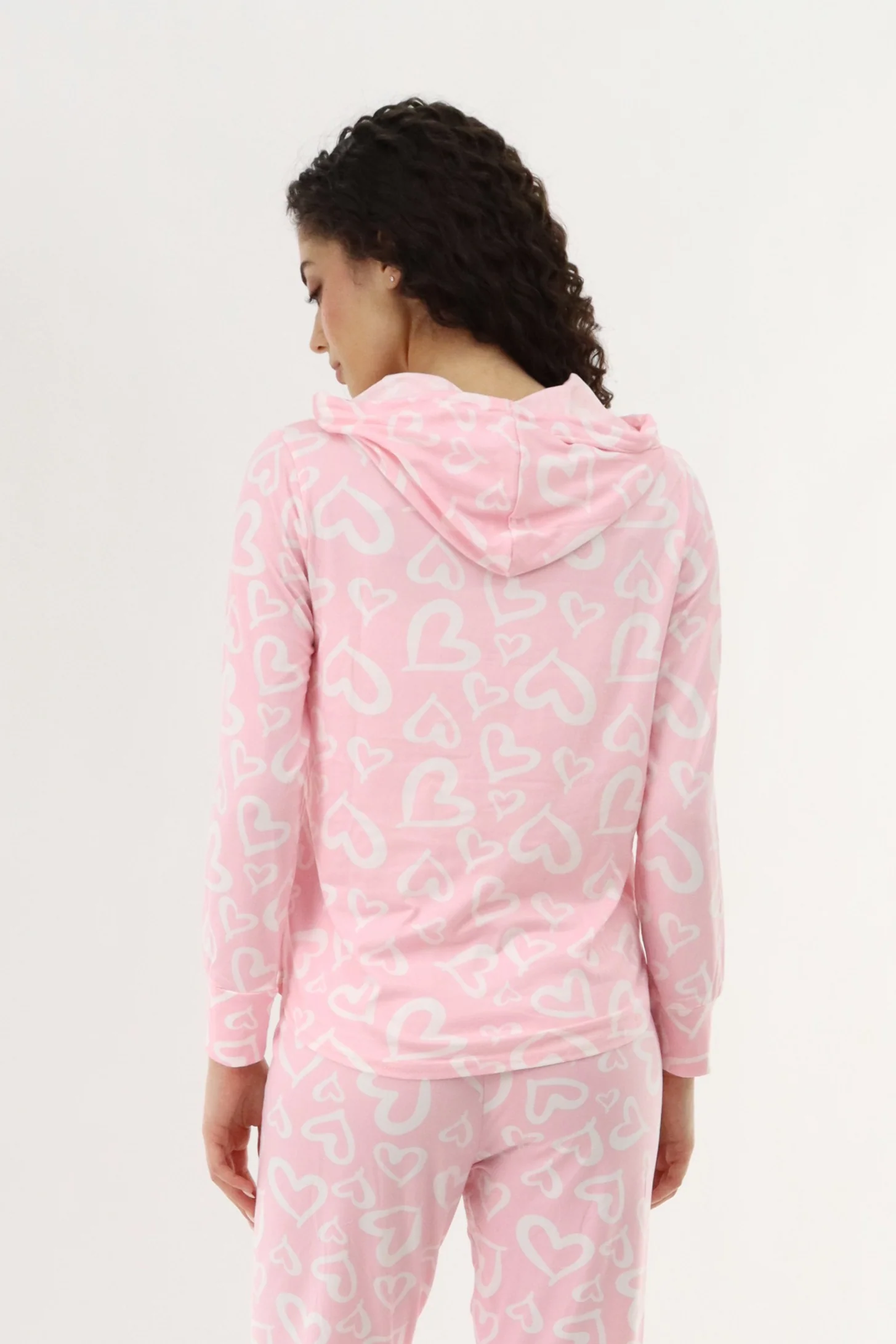 Canada Weather Gear Printed Hooded Pajama Top - Pink - Image 3