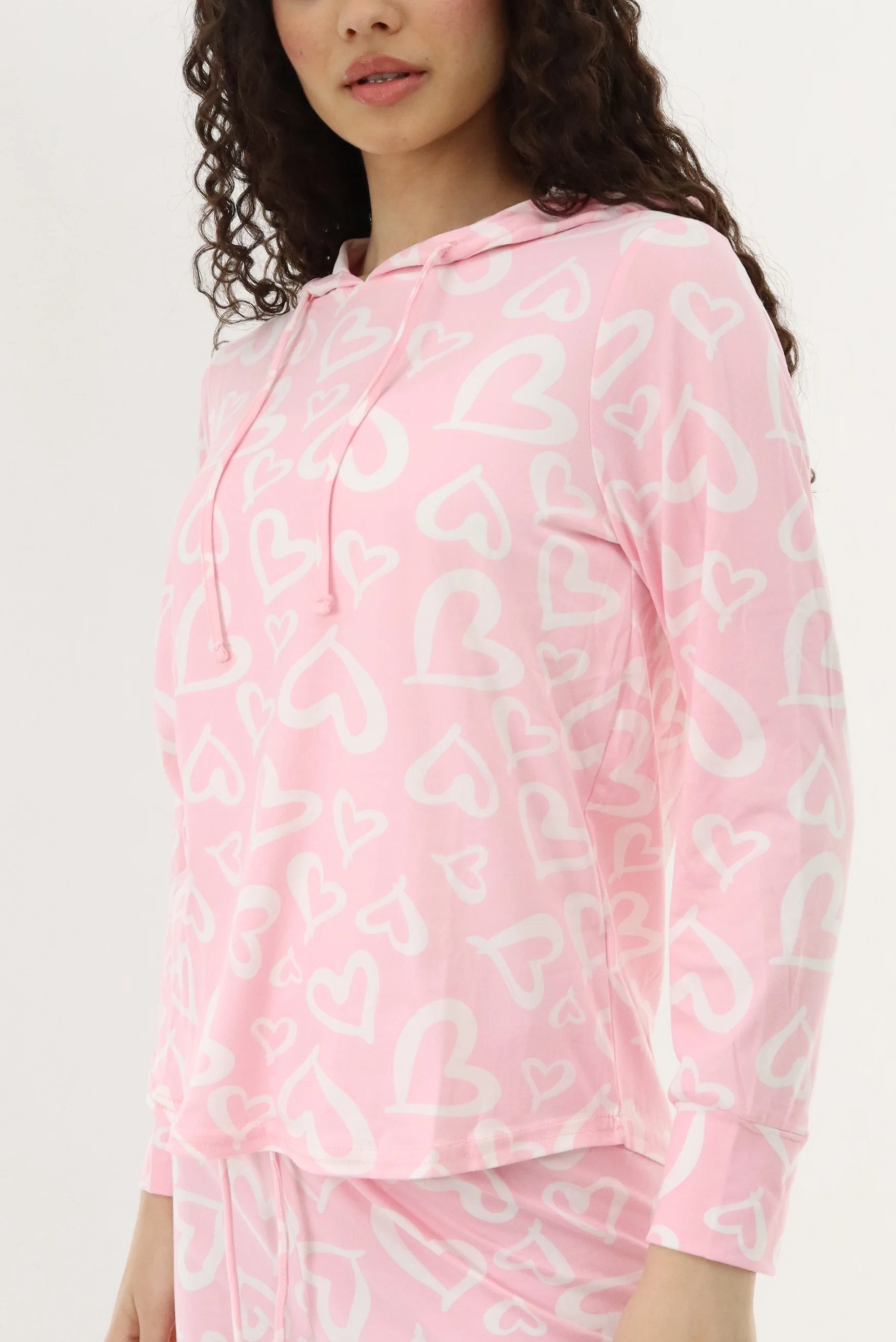 Canada Weather Gear Printed Hooded Pajama Top - Pink - Image 4