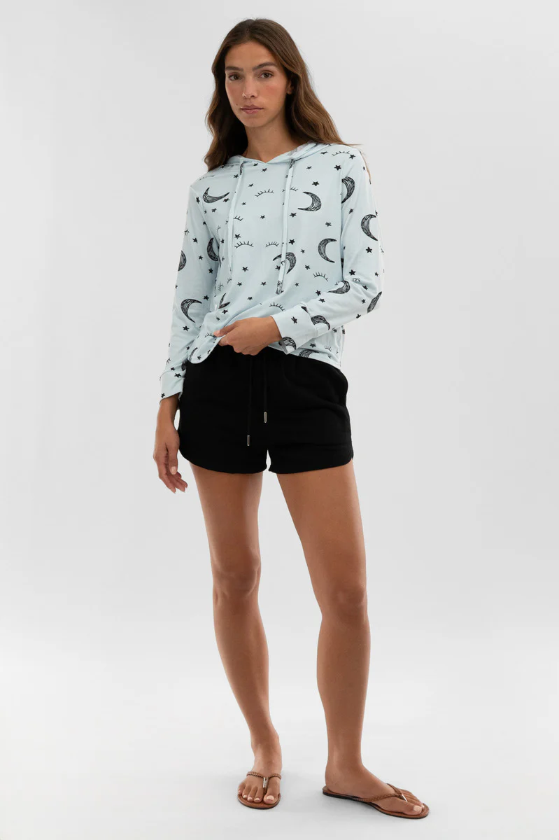 Canada Weather Gear Moon Print Hooded Pajama Top - Blue - Image 5