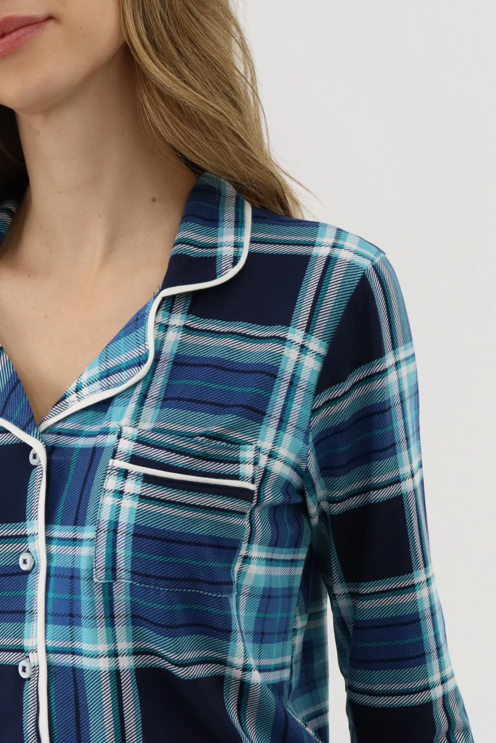 Canada Weather Gear Long Sleeve Button Up Pajama Top - Blue - Image 4