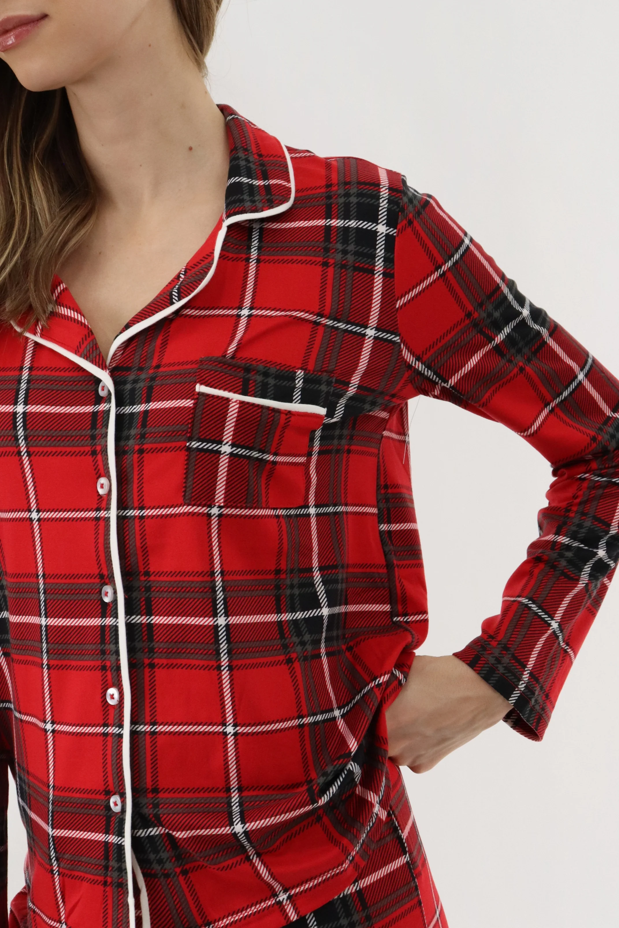 Canada Weather Gear Long Sleeve Button Up Pajama Top - Red - Image 4