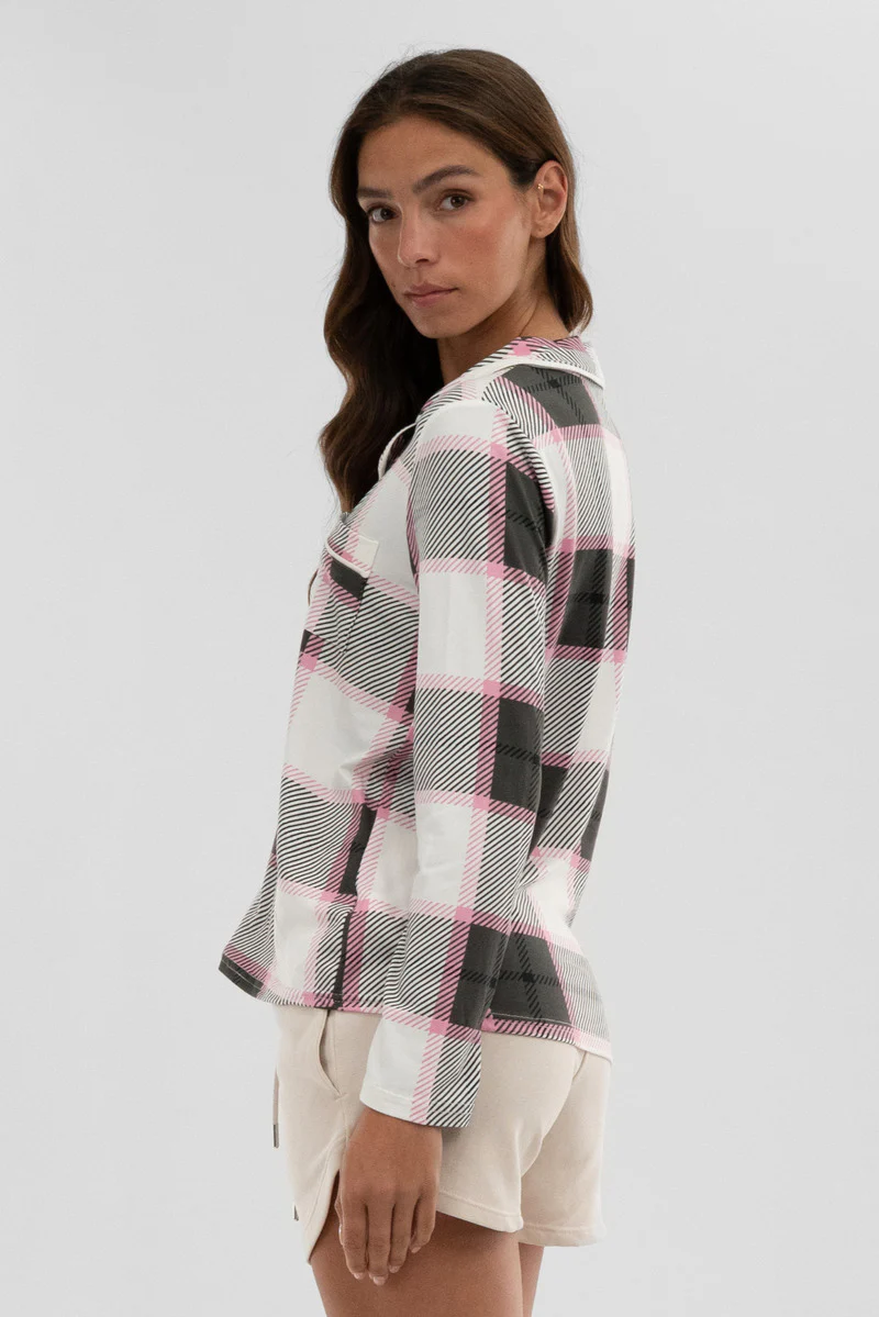 Canada Weather Gear Plaid Button Down Pajama Top - White - Image 3