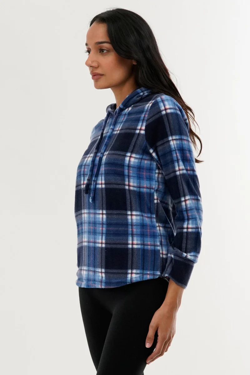 Canada Weather Gear Plaid Hooded Pajama Top - Navy - Image 2