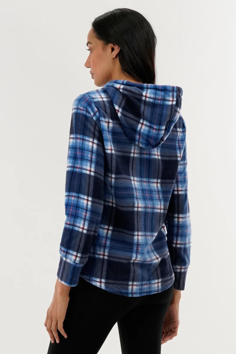 Canada Weather Gear Plaid Hooded Pajama Top - Navy - Image 3