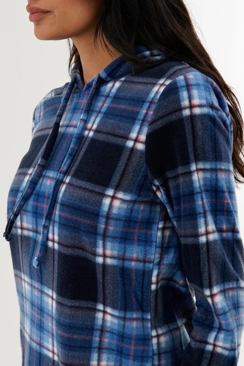 Canada Weather Gear Plaid Hooded Pajama Top - Navy - Image 4