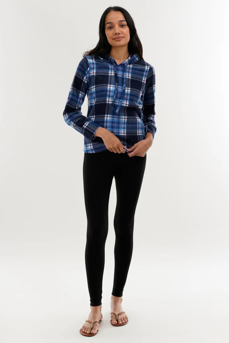 Canada Weather Gear Plaid Hooded Pajama Top - Navy - Image 5