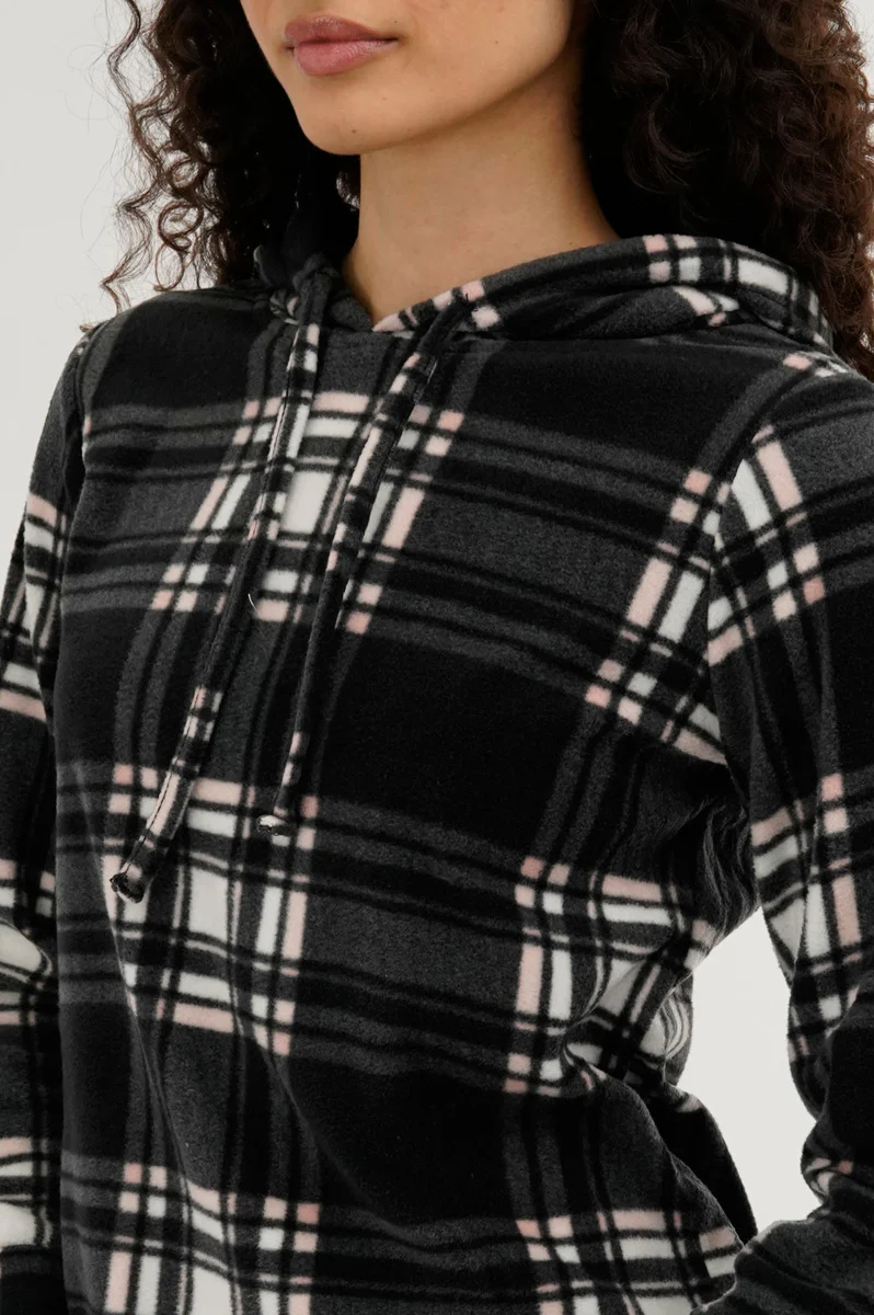 Canada Weather Gear Plaid Hooded Pajama Top - Black - Image 4