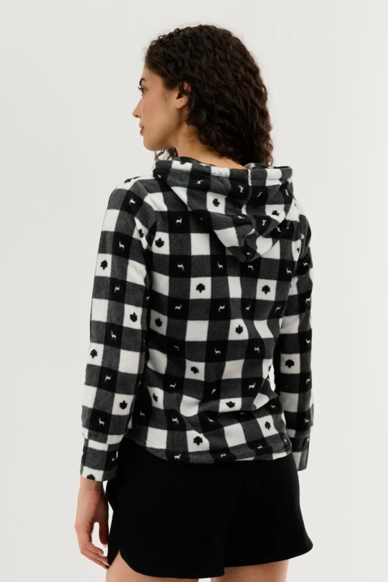 Canada Weather Gear Plaid Hooded Pajama Top - Black - Image 3