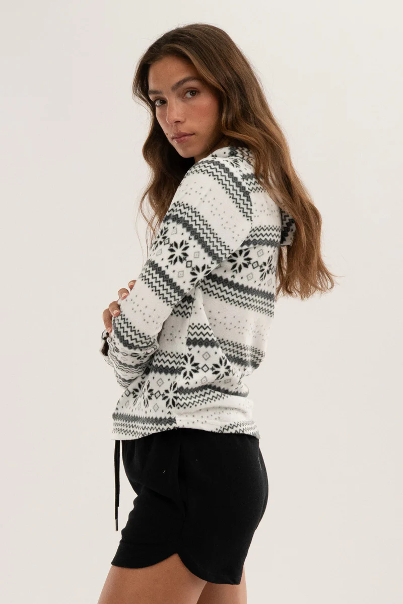 Canada Weather Gear Festive Print Hooded Pajama Top - White - Image 2