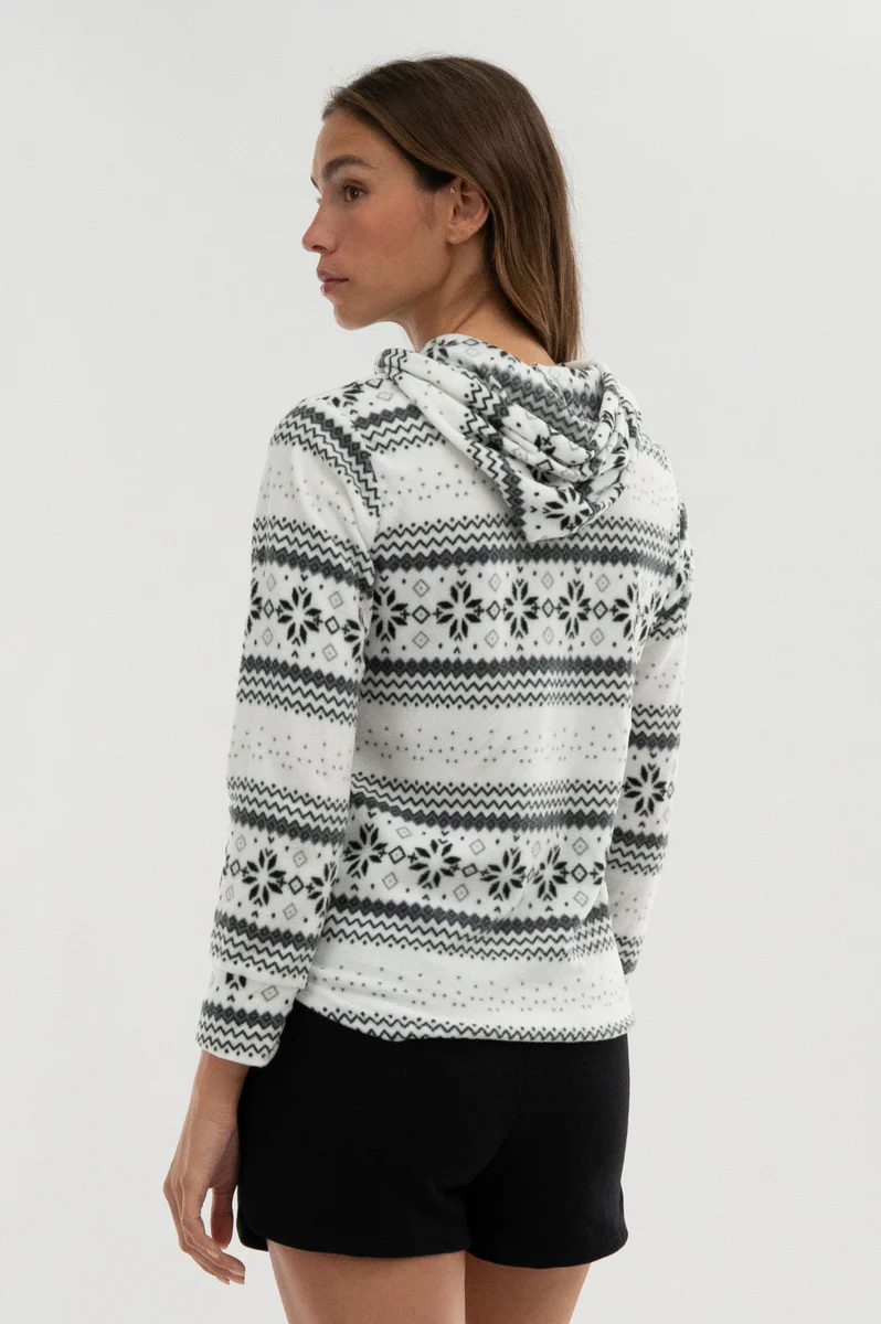 Canada Weather Gear Festive Print Hooded Pajama Top - White - Image 3