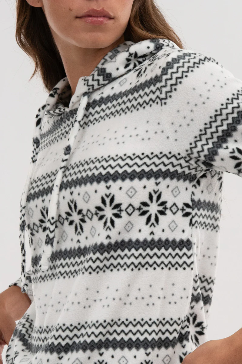 Canada Weather Gear Festive Print Hooded Pajama Top - White - Image 4