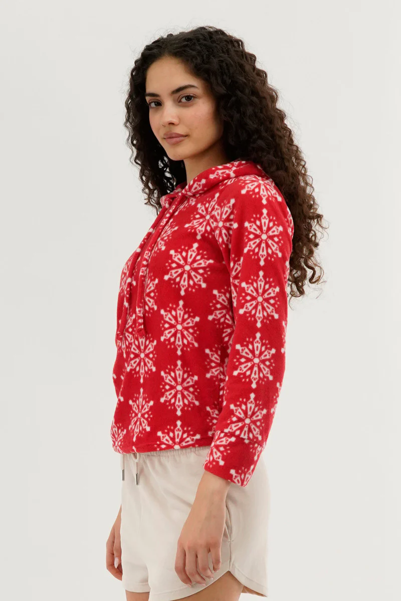 Canada Weather Gear Festive Print Hooded Pajama Top - Red - Image 2