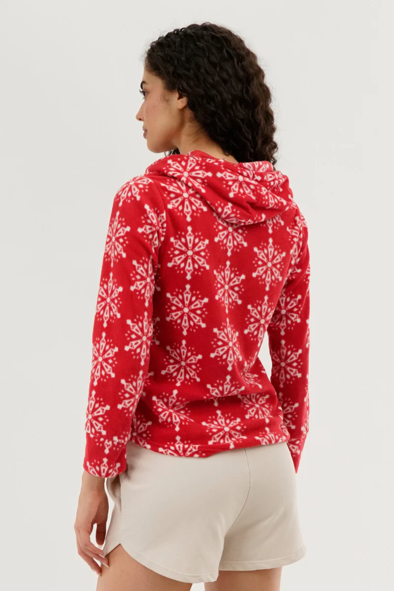 Canada Weather Gear Festive Print Hooded Pajama Top - Red - Image 3