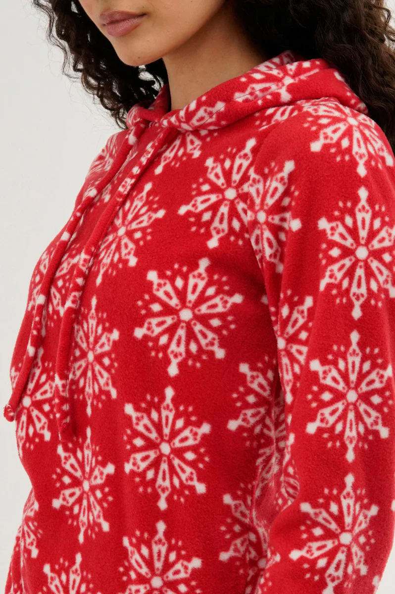 Canada Weather Gear Festive Print Hooded Pajama Top - Red - Image 4