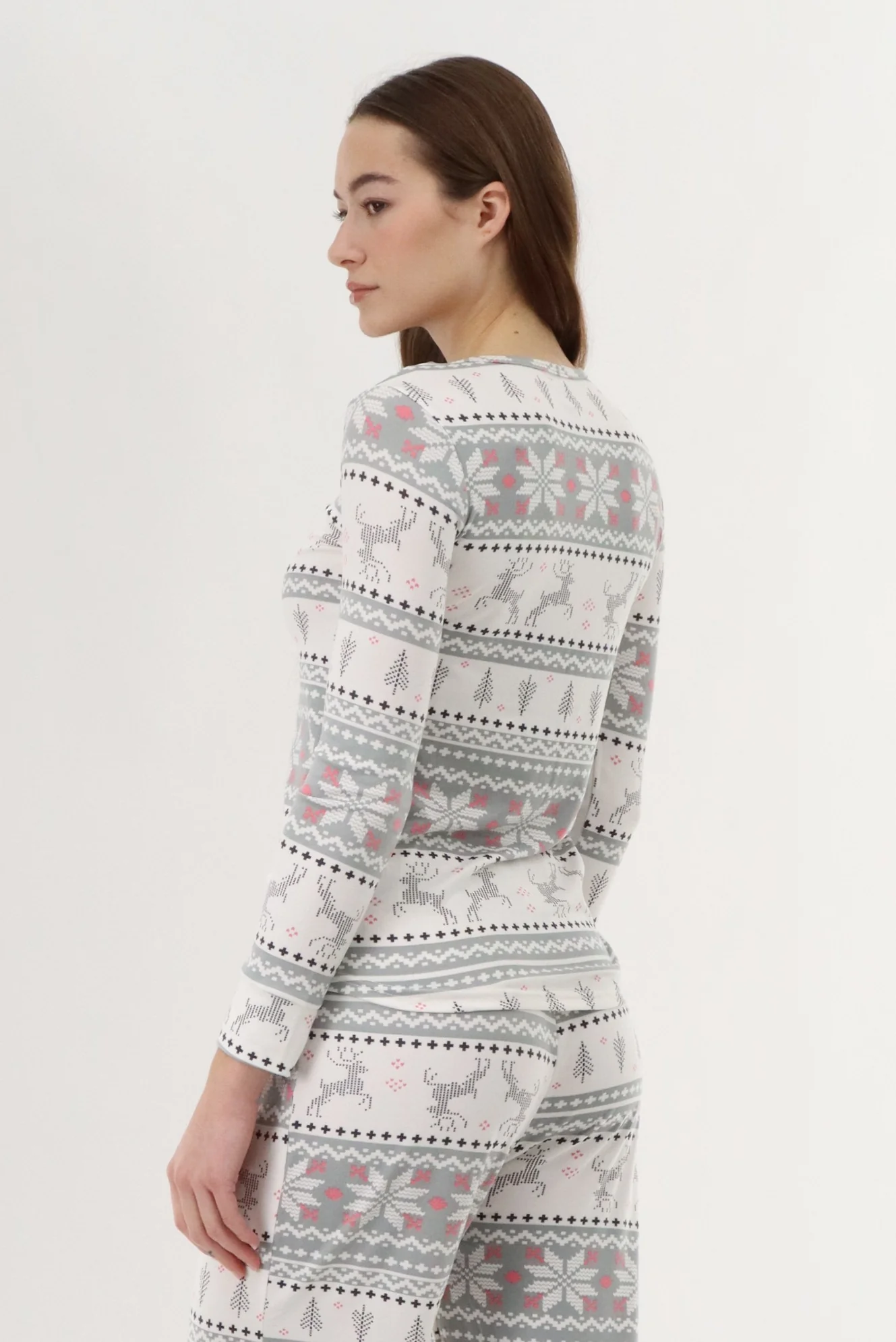 Canada Weather Gear Long Sleeve Festive Pajama Top - Grey - Image 3