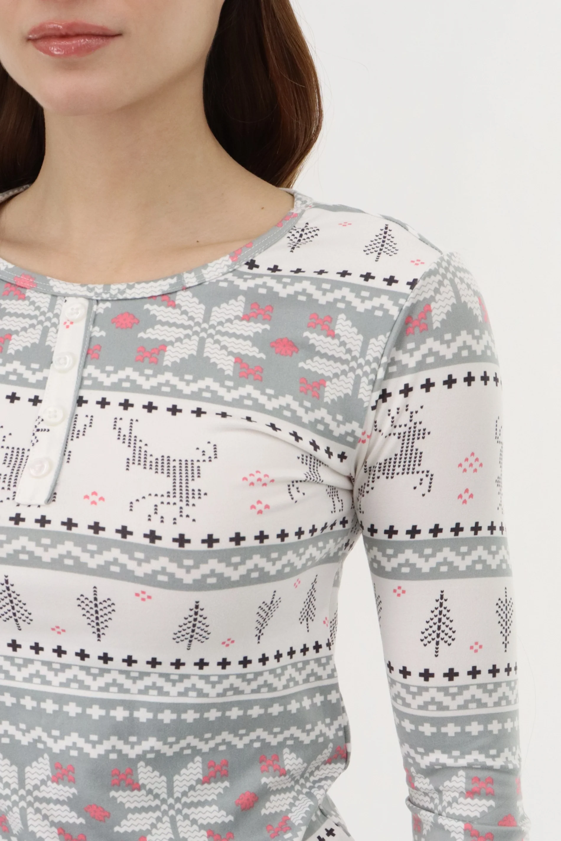 Canada Weather Gear Long Sleeve Festive Pajama Top - Grey - Image 4