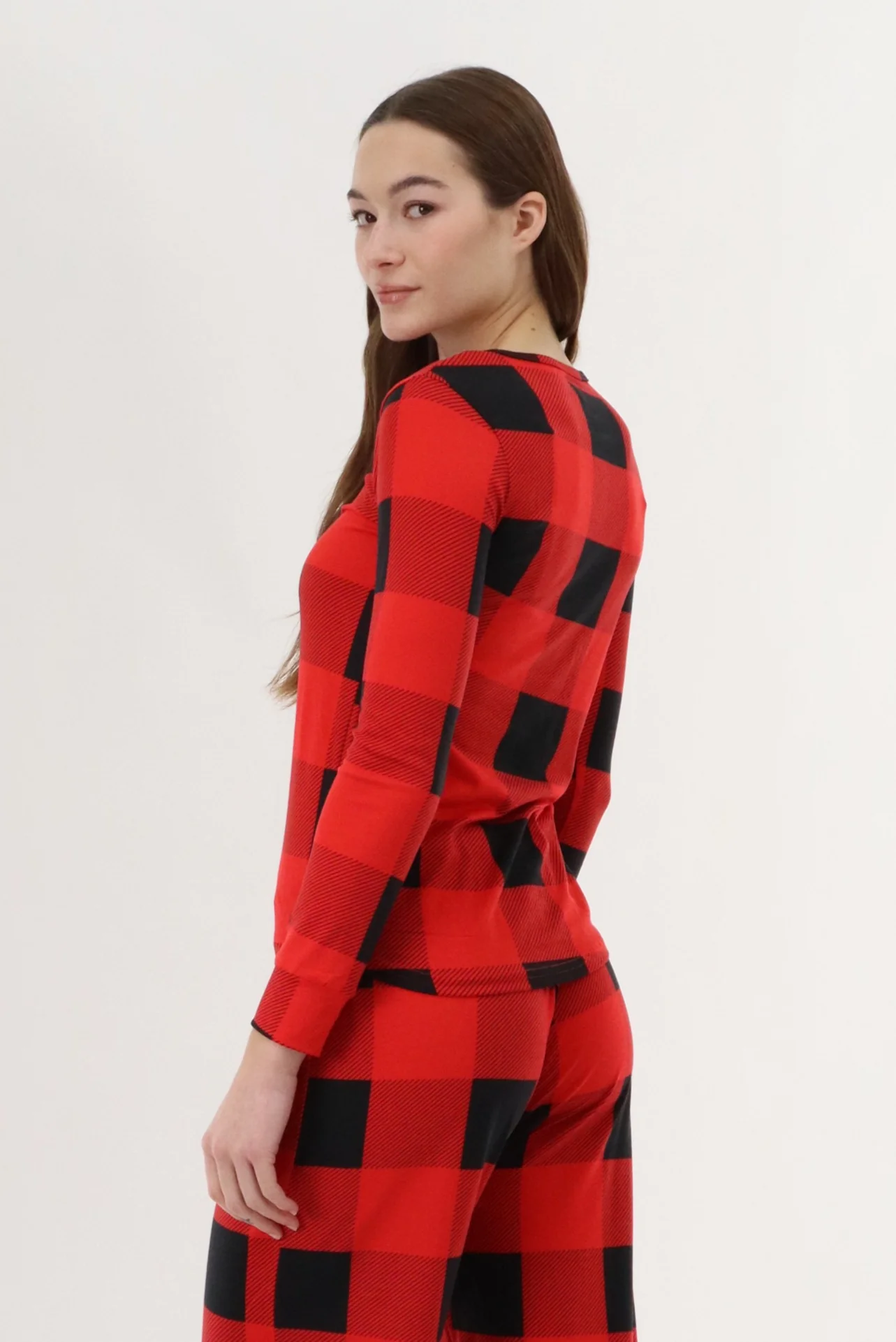 Canada Weather Gear Long Sleeve Plaid Pajama Top - Red - Image 3