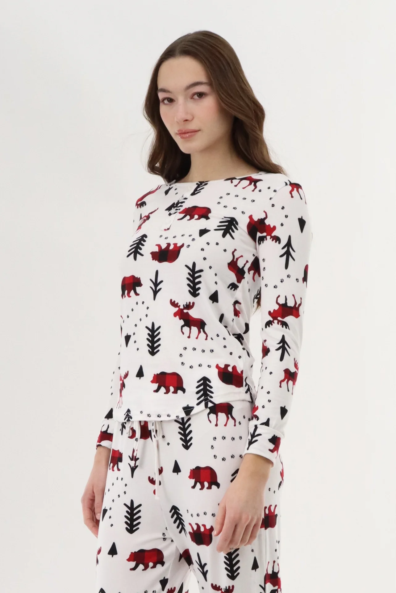 Canada Weather Gear Long Sleeve Festive Pajama Top - White - Image 2
